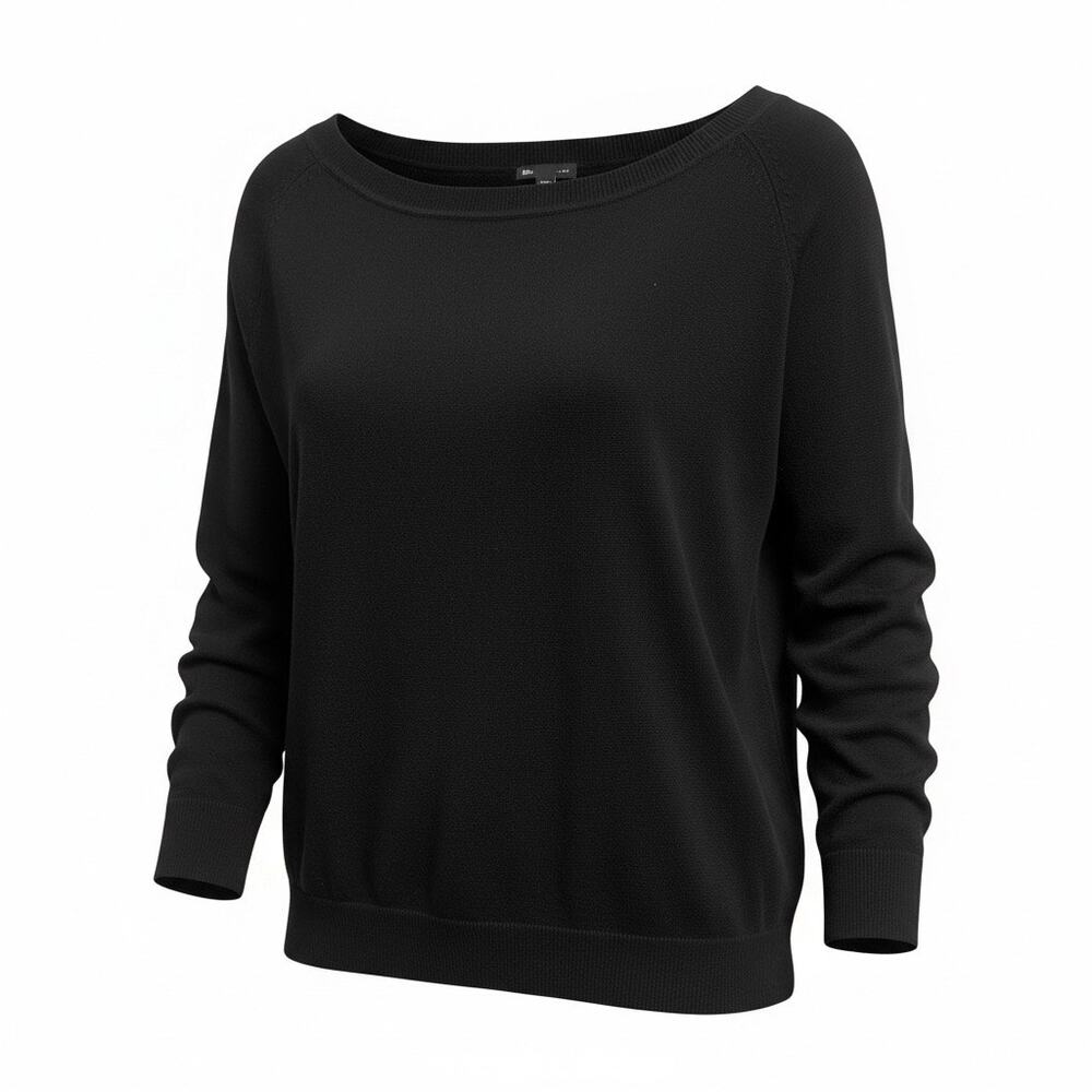 GAP Black Scoop Neck Sweater Large Lightweight Cotton Blend Pullover Minimalist